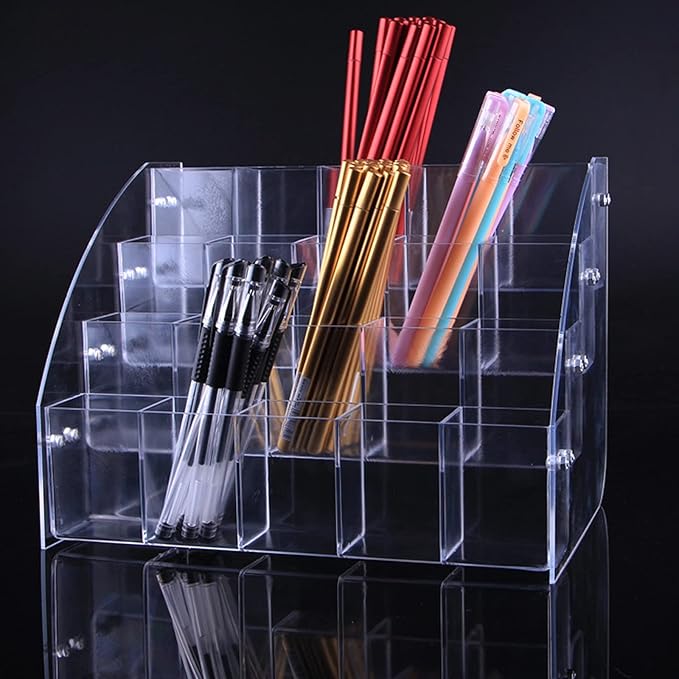 Clear Acrylic Pen Holder Stationery Store Storage Brush Case Clear Display Stand Desktop Writing Pot Writing Pencil Organiser