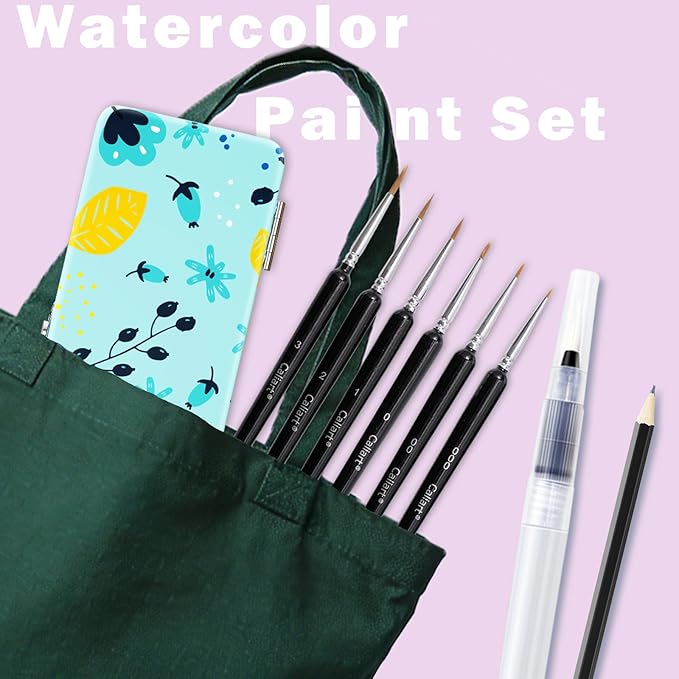 Caliart Watercolor Paint Set, 100 Colors Portable Water Color Palette Kit with Detail Paint Brush, Art Supplies Watercolor Painting Kit Coloring Gifts for Adults Beginners Professional Artists