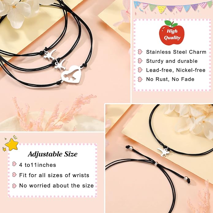UNGENT THEM Back to School Bracelet Mother Son Dinosaur First Day of School Gifts for Boys Girls