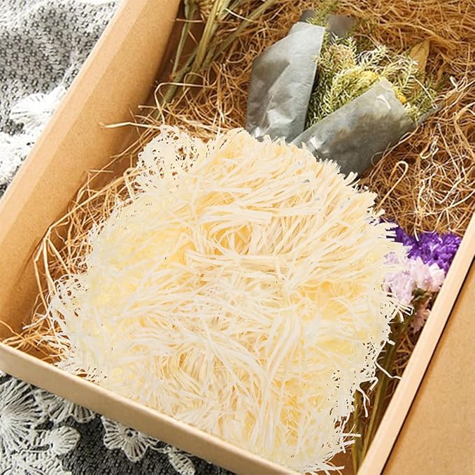 ZUNOXAZ Shredded Paper Crinkle Cut Filler for Boxes, 200g (2 Packs) Natural Raffia Grass Basket Stuffing Paper, Eco-friendly Box Filling for Wedding, Birthday, and Holiday Wrapping