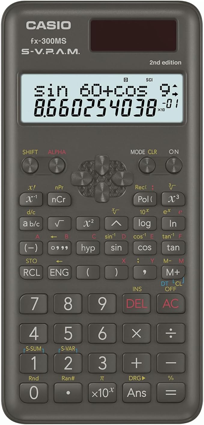 Casio fx-300MS Plus 2nd Edition – Standard Scientific Calculator with 2-Line Display | 10-Digit LCD, Trig, Stats, Fractions | Ideal for High School Algebra, Trigonometry & Test Prep