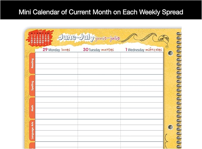 Dated Elementary Student Planner 2026-2027 Academic School Year, Large (8.5" by 11") Matrix Style Datebook with Create Cover