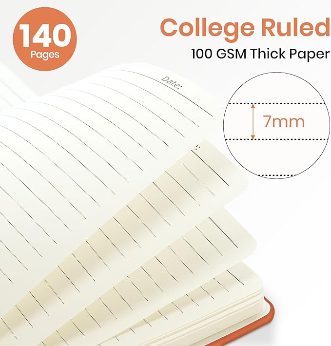 ZOTIA Lined Spiral Journal Notebook for Women, A5 College Ruled Journals for Writing, Hardcover Notebooks for Work, Note taking and Office School Supplies,140 Pages - Coral