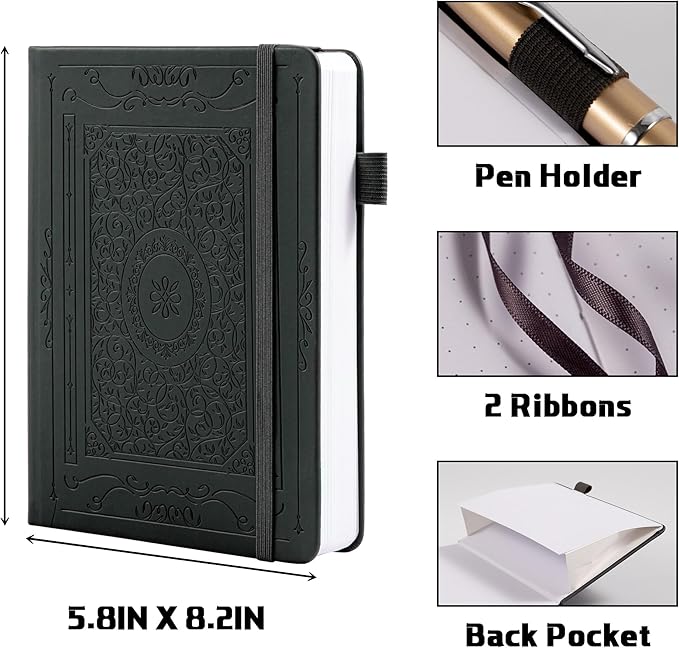 TIEFOSSI Dotted Journal Notebook, 160gsm 256 Numbered Thick Paper, A5 Hardcover Dotted Grid Diary for Women Men Work Writing, Journaling, Drawing, 5.8 x 8.3 in