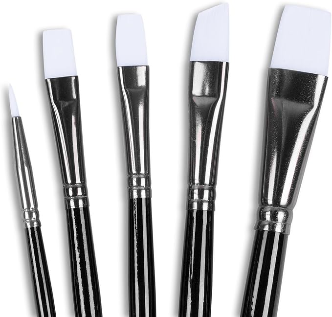 Angelus Paint Brush Set Round Flat Angular Artist Acrylic Paint Brush Set Shoe paint Brush set (5 pcs)