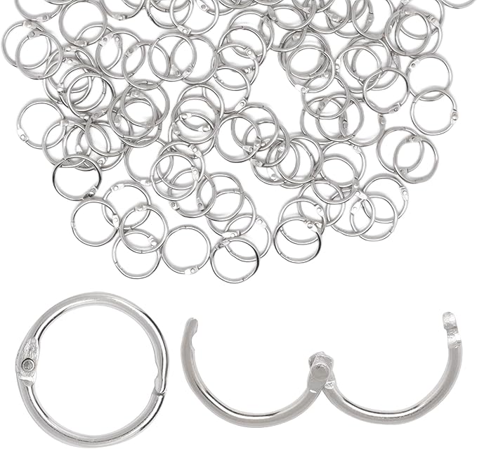 Loose Leaf Binder Rings 3/4 Inch, 120PCS Book Rings for Index Cards, Nickel Plated Metal Flash Card Ring, Clip Ring for Notebooks, Photos, Key, Home, Office, School Supplies (Silver)