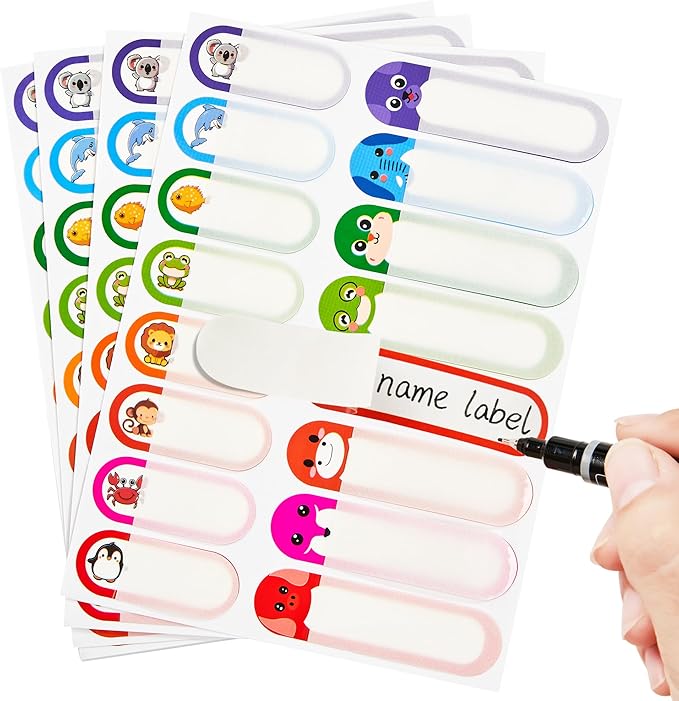 Daycare Labels, Self-Laminating Name Tag Stickers, Write-On Waterproof Baby Bottle Labels, Assorted Size & Colors, Pack of 480