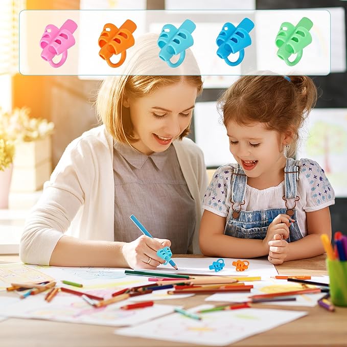 KIGEAPUEL 20 Pcs Pencil Grips for Kids Handwriting Pencil Holders Grippers Writing Posture Correction Tools for Toddlers, Special Needs Silicone Pencil Supplies for Kindergarten Preschoolers