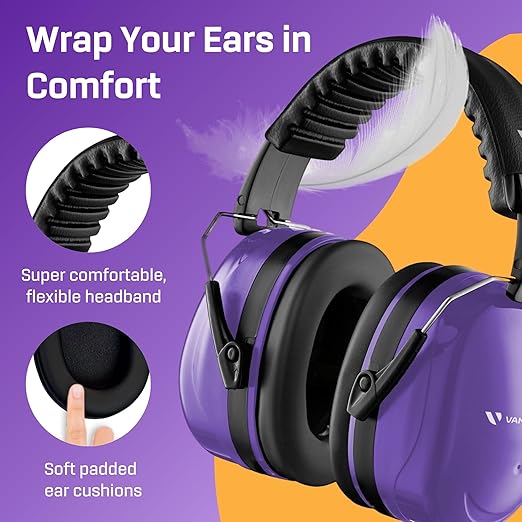 Vanderfields - Hearing Protection Ear Muffs - Over 35 dB (2K Hz) Broad Noise Cancelling Sound Reduction - Adults & Teens