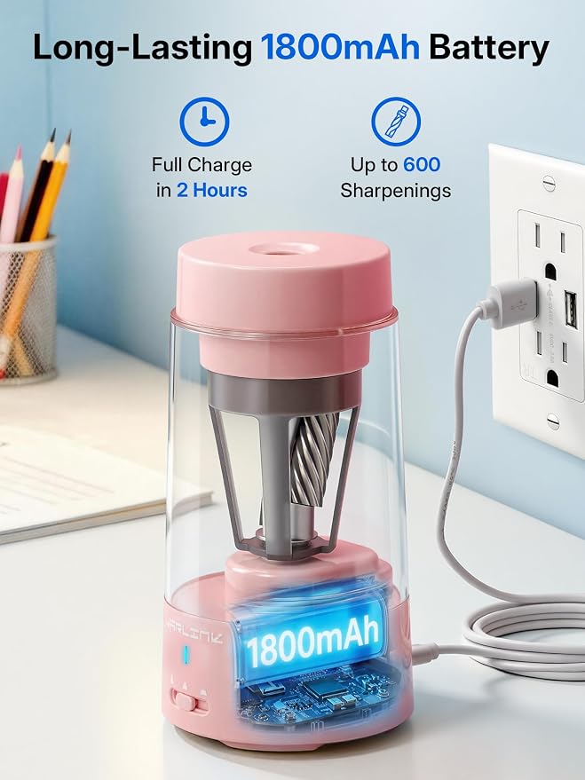 JARLINK Fully Automatic Rechargeable Electric Pencil Sharpener