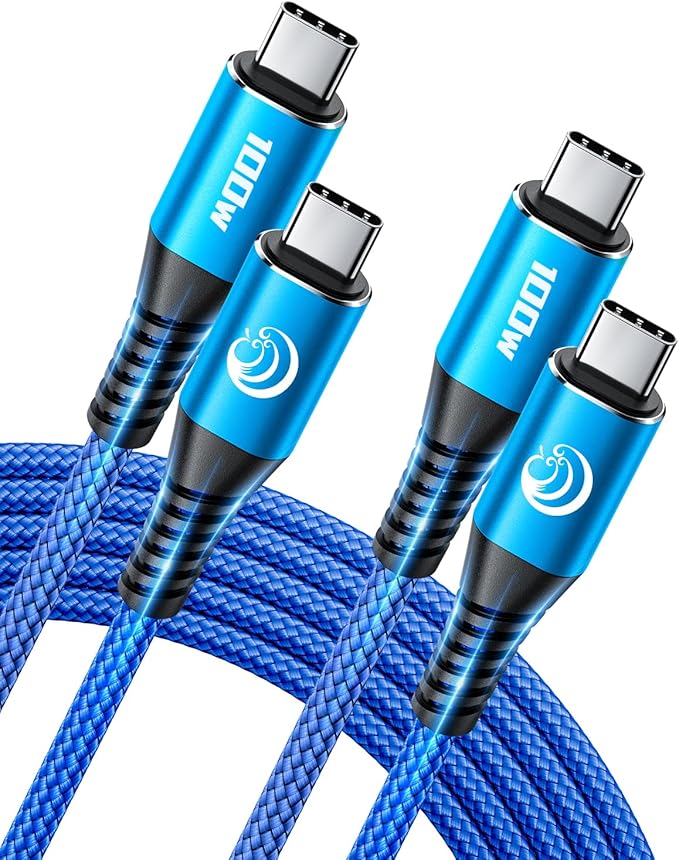 USB C to USB C 100W [6ft/2 Pack] USBC to USBC Cable Charger 5A C to C Fast Charging Cord 5A for MacBook Pro/Air, iPhone 16/15 Pro Max Plus,iPad Pro,Samsung Galaxy S24 Ultra S23,Pixel,PS5,Switch