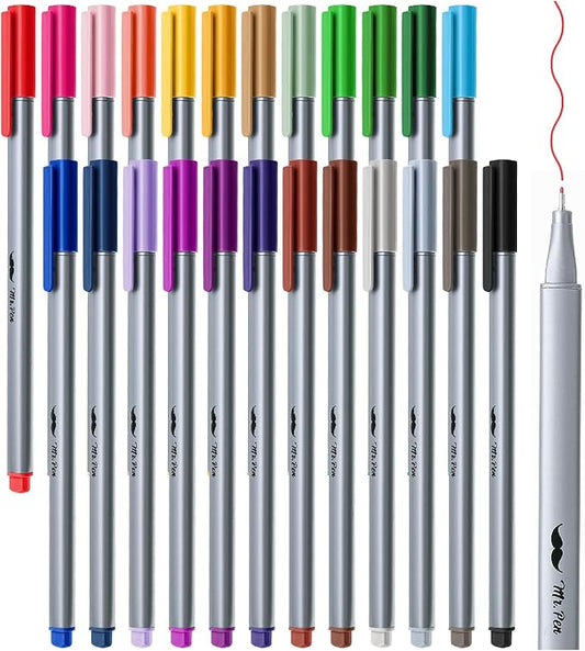 Mr. Pen- Colored Fineliner Pens, 24 Pack, 0.4mm Fine Point, Smooth Bible Journaling Pens for Detailed Drawing, Note-Taking, Coloring, Sketching, Planning & Art Projects, School Supplies