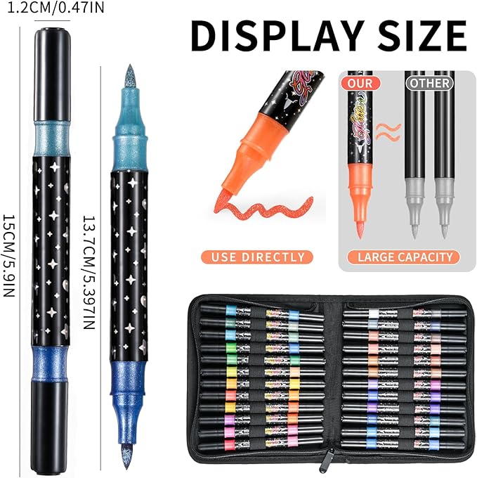 192 Colors Glitter Brush Markers,96 Pack Dual Tip Brush Glitter Marker for Doodle Writing, Glitter Art Crafts Adults DIY Crafts Greeting Birthday Cards Making