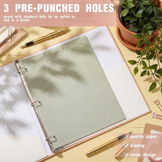 PerKoop 400 Sheets Colored Loose Leaf Paper 8.5" x 11" college ruled Lined 3 Hole Punched notebook Filler Paper for 3 Ring Binders Office School Supplies (Retro Color)