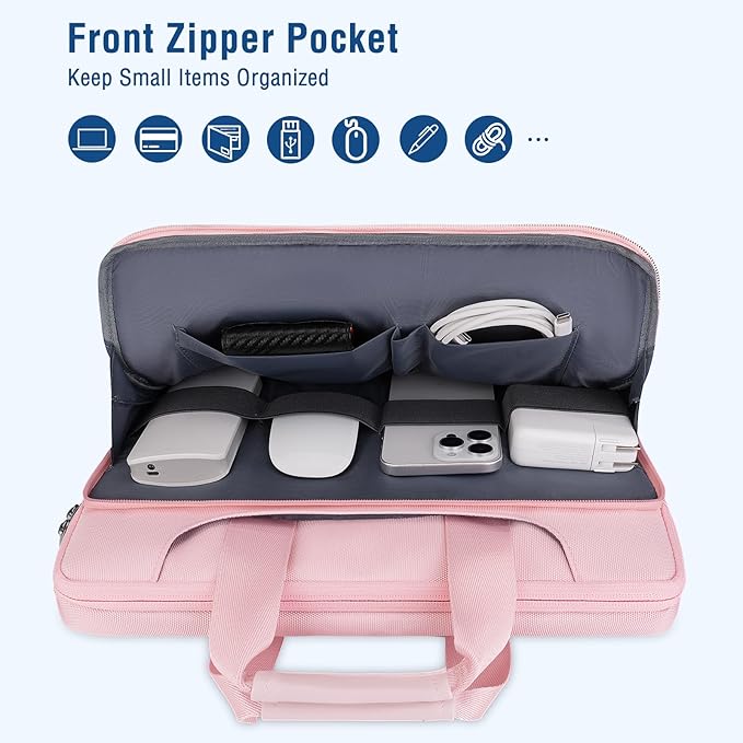 MOSISO 360 Protective Laptop Case 13.3 inch, 13-13.3 inch Laptop Sleeve Compatible with MacBook Neo/Air 13.6/Pro 13/Pro 14, HP Dell ASUS Lenovo, Computer Bag with Front Raised Pocket & Belt, Pink