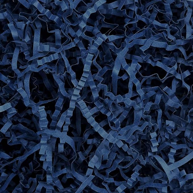 Tisspoms 3LB Light Navy Blue Crinkle Cut Paper Shred Filler, Paper Shreds for Basket Fillers, Birthday, Gift Wrapping, Anniversary, Wedding, Halloween, Thanksgiving, Christmas Gift Decor Party Filler