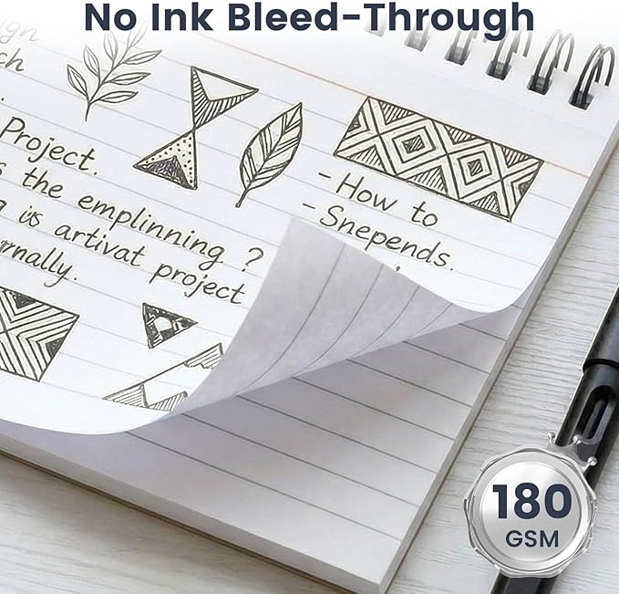 Koogel Spiral Index Cards 3x5 Ruled, 400 Count (5 Packs of 80) White Spiral Bound FlashCards with Waterproof Cover, Tear-Off Note Cards with Ring for Studying, School, Office & Memory
