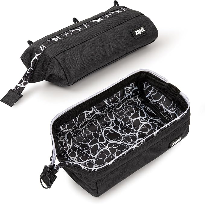 ZIPIT Lenny Pencil Case, Large Zipper Pouch for Girls and Boys, Black | Aesthetic pouch for school, machine washable, colorful lining, holds 55 pens & pencils, doubles as a makeup case for travel