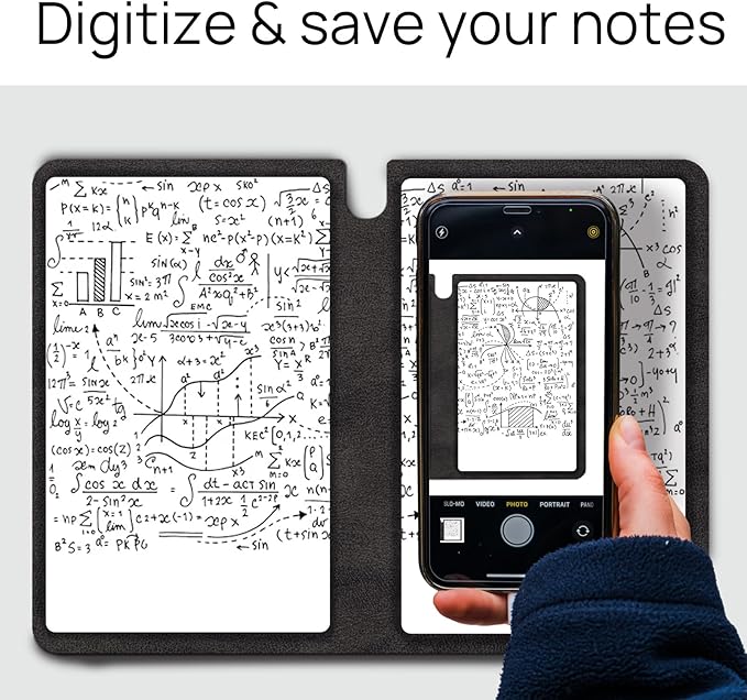 Reusable Whiteboard Notebook, A5 Erasable Smart Notebook, Portable Sketchbook with Wipe Cloth and Writing Pen for Students Kids Teacher
