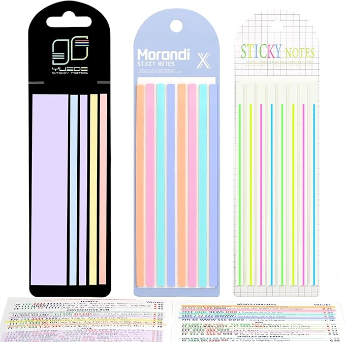 420 Pcs Mahjong Line Finder Reader Notes, Highlighter Tape Stripe, Transparent Sticky Mahjong Cards Rule Reader, Mahjong Accessories for Player, Beginner, No Adhesive Residue & Reusable (Purple)