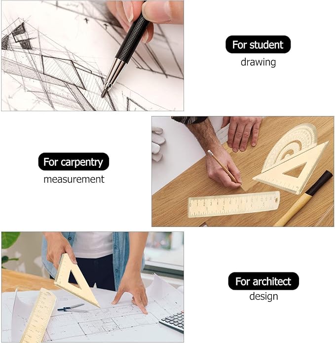 Utoolmart Brass Ruler Set - 180 Protractor, 5.9-inch Straight Ruler, Measuring Tool for Drafting, Drawing, Math & Geometry