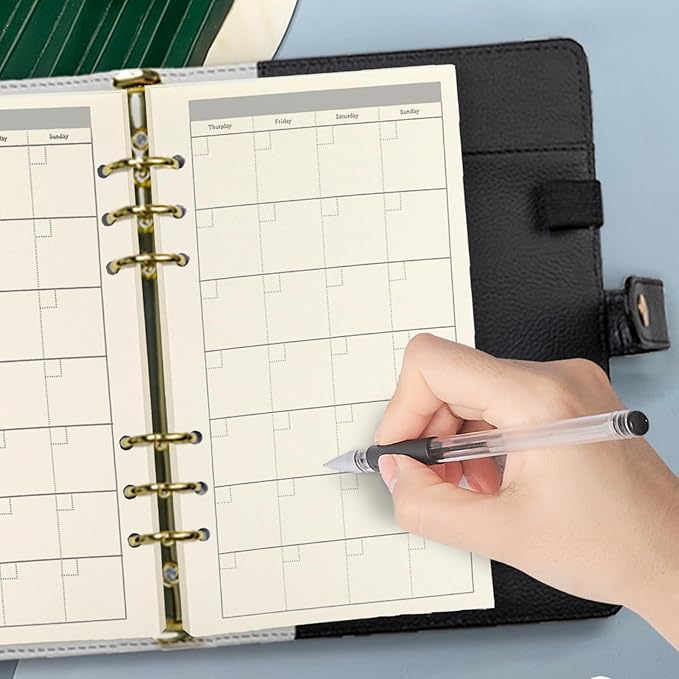 Spiral Notebook Refill Weekly Planner Refill,Undated 6 Hole Insert Paper,for Filofax,100gsm Quality, 45sheets/90pages-Harphia (A6 3.74 x 6.77'',Weekly)