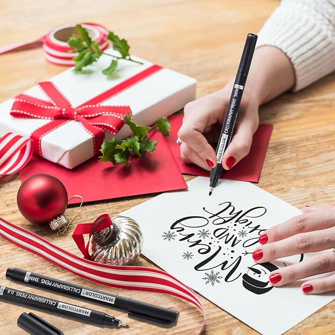 Calligraphy Pens, 10 Size Calligraphy Pens for Writing, Brush Pen Calligraphy Set for Beginners, Calligraphy Brush Pens, Hand Lettering Pen for Art Drawing, Sketching, Scrapbooking