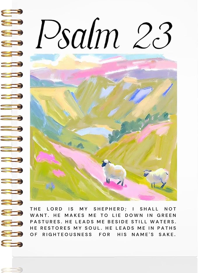 UTELKA Christian Notebook, Boho Journal Spiral Notebook Psalm 23, Church Prayer Notebook Inspirational Gifts Bible Study Journal, Religious Gifts Church Notes Journal for Women 5.5x8.3