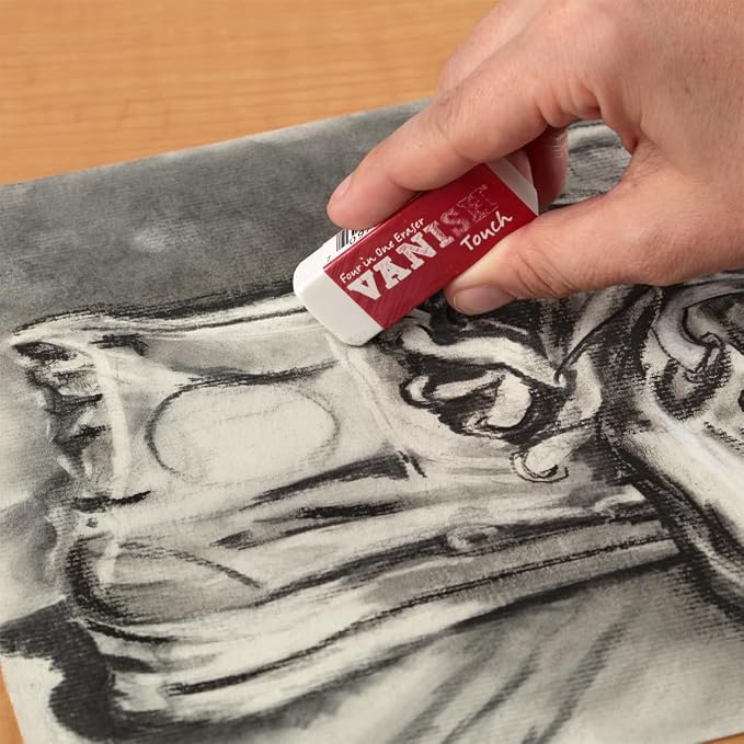 Acurit Vanish Touch Artist Eraser, Latex-Free, 3 Pack - Soft, Flexible Pencil Erasers, Sketching Supplies W/Protective Sleeve - Graphite, Charcoal, Pastel Compatible