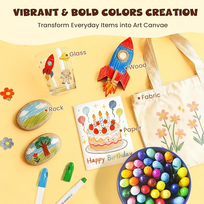 JUPITEARTH 36 Colors Tempera Paint Sticks, Washable Rocket Paint Sticks for Kids, Non-Toxic and Quick Drying