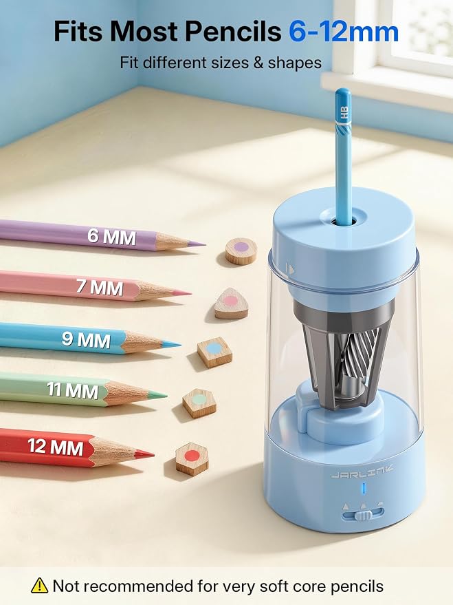 JARLINK Fully Automatic Rechargeable Electric Pencil Sharpener