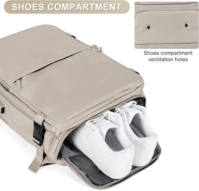 coofay Laptop Travel Backpack For Women Men Airline Approved Carry On Bags For Airplanes Underseat Luggage Backpack For Traveling On Airplane Personal Item Travel Bag For Airlines Light Brown