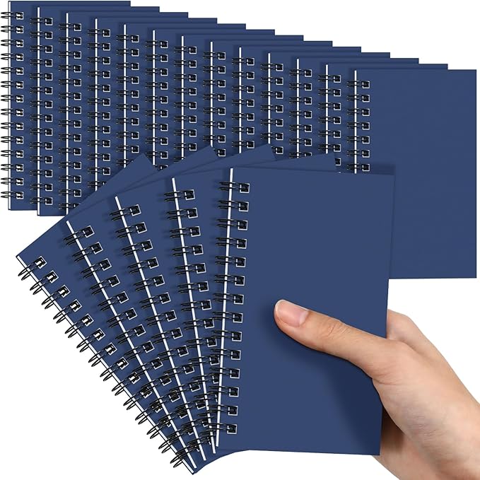 Jutom 18 Pcs Small Spiral Notebooks Memo Pads 3x5 Bulk Small Pocket Notebooks Mini Notepads with Lined Pages Mini Journals for Office School Work Supplies, 120 Pages (Dark Blue)