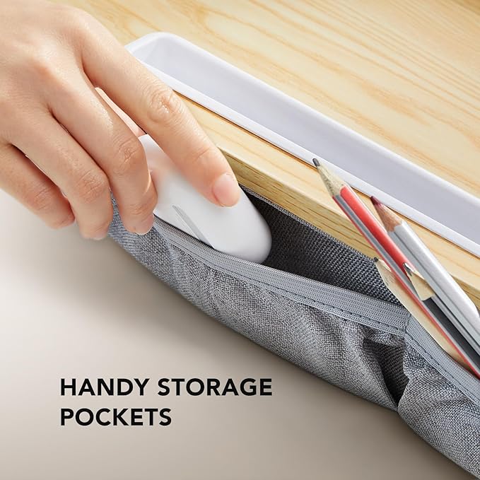 HUANUO Laptop Lap Desk - Portable Lap Desk with Pillow Cushion, Fits up to 15.6 inch Laptop, with Anti-Slip Strip & Storage Function for Home Office Students Use as Computer Laptop Stand - Light Wood
