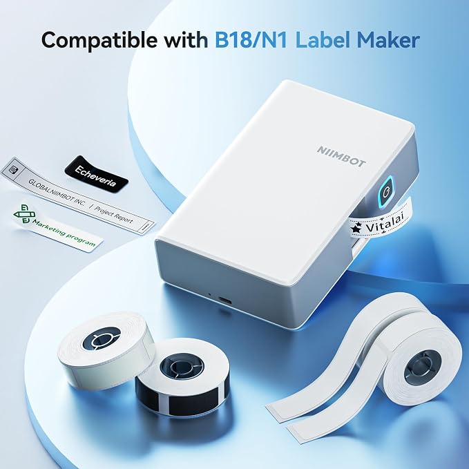 NIIMBOT Thermal Transfer Labels 0.52''x1.38'', Only for B18/N1 Label Maker | Long Storage Time, for Office Home Small Businesses Switch Labeling, Luminous Sticker(13mmx35mm)