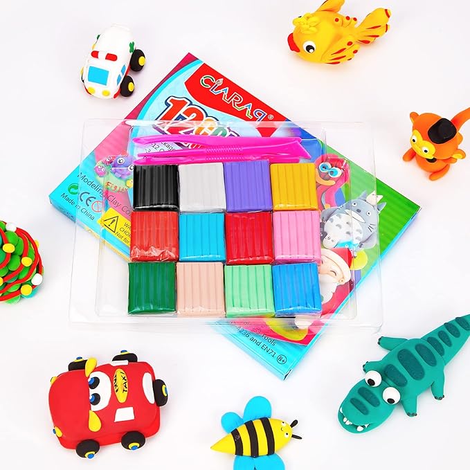 CiaraQ Polymer Clay Kit, Mini Modeling Clay Set for Kids/Beginners/Artist, 12 Colors