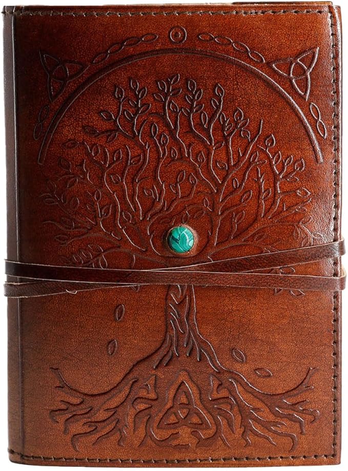 Leather Journal in Brown 8x6 Refillable Lined Paper Tree of Life Handmade writing Notebook Diary Leather Bound Daily Notepad for women and men Writing pad for Artist Sketch