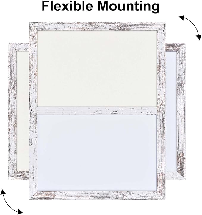 Bulletin Board Whiteboard Beige Felt Board Combo for Office School Kitchen Bedroom, White Wood Frame,13"*17",Whiteboard+WH-3343WH