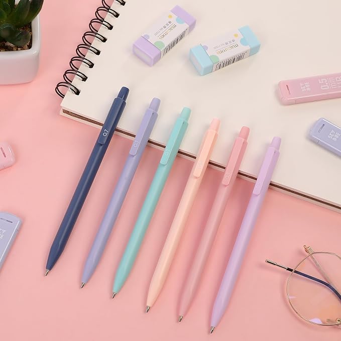 SKYDUE Cute School Supplies Kit, 38 PCS Aesthetic Stationery Set with Large Pencil Case, Pens, Mechanical Pencils, Highlighters & Sticky Notes for School, College