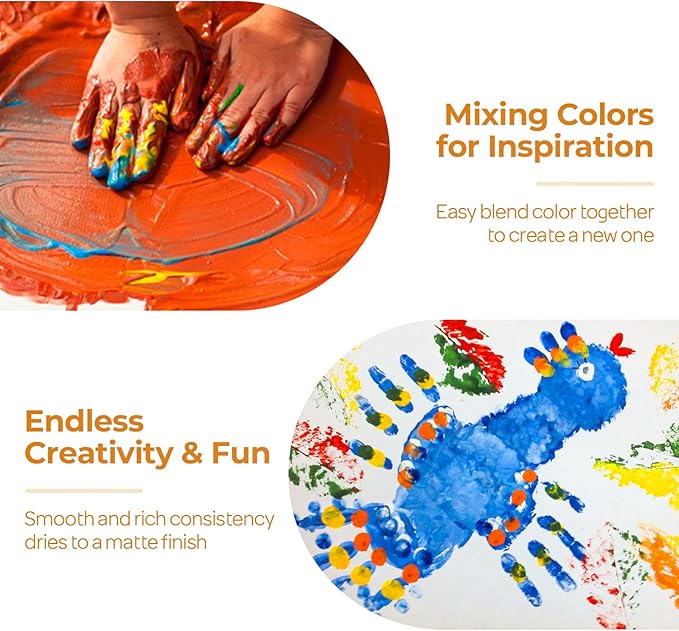 Nicpro 12 Colors Large Washable Paint Set for Kid (16.9oz), Acrylic Bulk Paint Supplies Non Toxic Tempera Paint for Art, Craft DIY, Poster & Finger Paint, School, Home, Teacher Classroom Must Haves