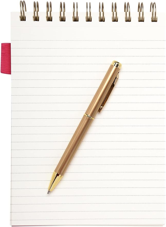 Eccolo Lined Top Spiral Notebook, Flexi-Cover Steno Pad with Pen Included and Pen Loop (240 Perforated Pages), "Notes" A5 Notepad Ideal for Note Taking in School, College or Work (Pink, 6x8.5 Inches)