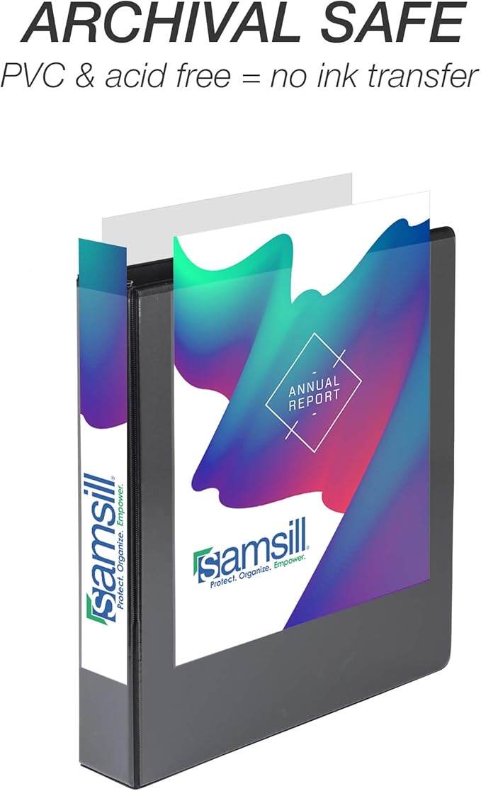 Samsill Durable 1.5 inch 3 Ring Binder, D Ring Binder, 100% Recycled Chipboard, Black, 4 Pack