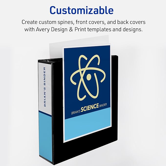Avery Heavy-Duty View 3 Ring Binder, 3" One Touch EZD Rings, 670-Sheet Capacity, 3.5 Inch Wide Spine, Great for Home, School Supplies, Office, or Organization Needs, 1 White Binder (79193)