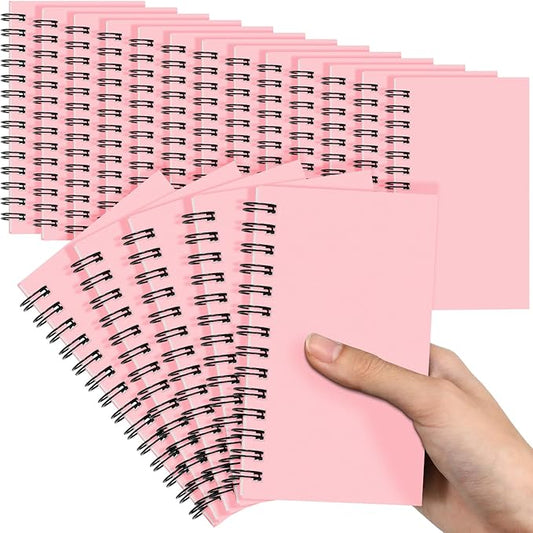 Jutom 18 Pcs Small Spiral Notebooks Memo Pads 3x5 Bulk Small Pocket Notebooks Mini Notepads with Lined Pages Mini Journals for Office School Work Supplies, 120 Pages (Pink)