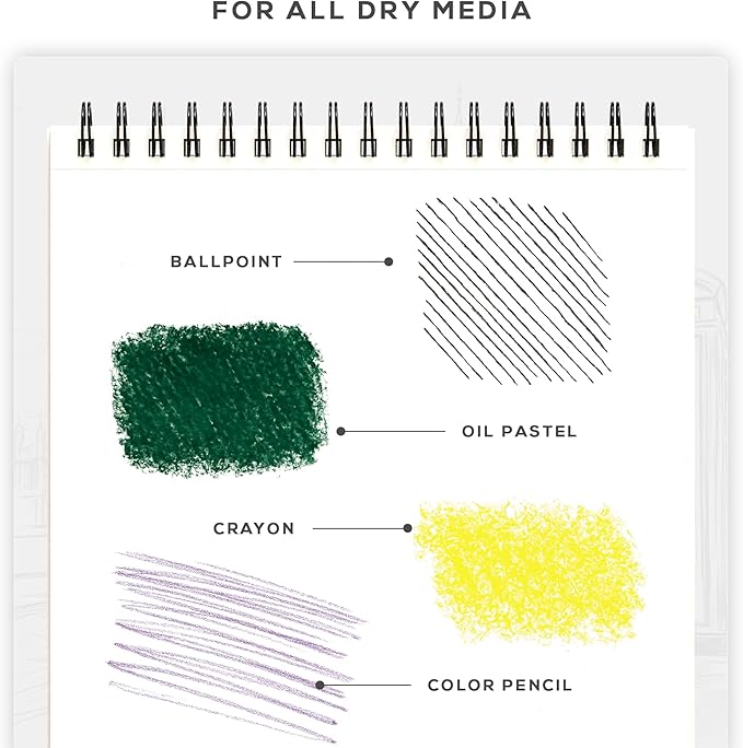 BEECHMORE BOOKS 9"x12" Spiral Bound Sketchbook - 100 Perforated Sheets 140 GSM (95lb) Acid-Free White Paper, Premium Professional Artist Sketch Pad, Art Supplies for Adults Students Drawing Notebook