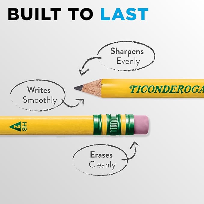 Dixon Ticonderoga Ticonderoga Wooden Pencil, 0.7mm, #2 Soft Lead, 8/Pack (13852) (X13852)(Pack of 8)