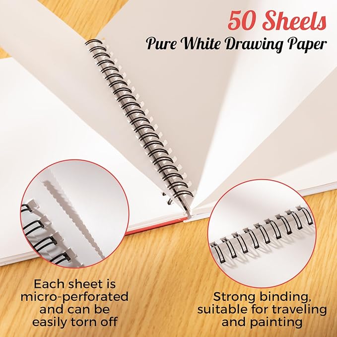 3 Pack Marker Paper Pad, 7.5×9.8 Inch Bleedproof Art Sketch Pad, 73lb/120gsm Drawing Paper Spiral Sketch Book, 150 Sheets Painting Coloring Alcohol Marker Paper for Beginners, Artists, Gift, Easter