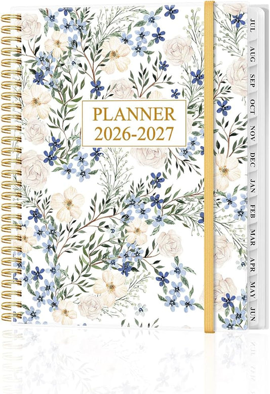 Academic Planner 2026-2027 - Weekly & Monthly Planner from July 2026 to June 2027, Agenda 2026 2027 with Inner Pocket, Elastic Band, 8.5" x 11", Crushed Flower