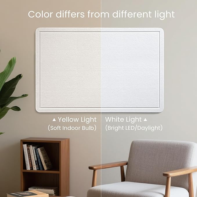 Lightomorrow Bulletin Board, 24 x 18 inches Felt Board Decorative Pin Board, Vision Board Cork Board Alternative for Wall, Foldable Photo Board Self-Adhesive Vision Board with 20 Pushpins - White