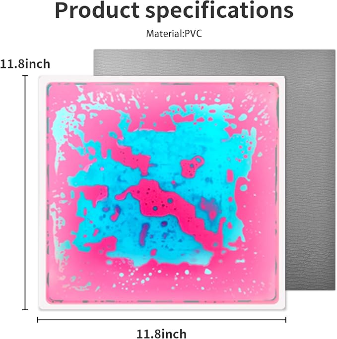 Sensory Liquid Floor Tiles for Kids: Liquid Fusion Activity Mat 4 Pack with One-Piece Glue-Free Sealing - Autism Toddler Must Haves Educational Sensory Water Play Mats Indoor（12x12inch）